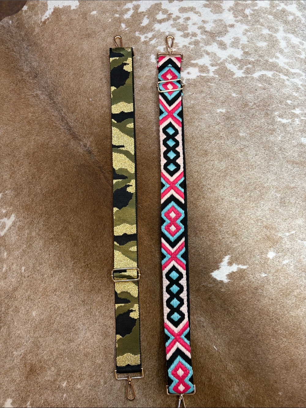 Adjustable Camouflage & Aztec Pattern Bag Straps - Set of 2